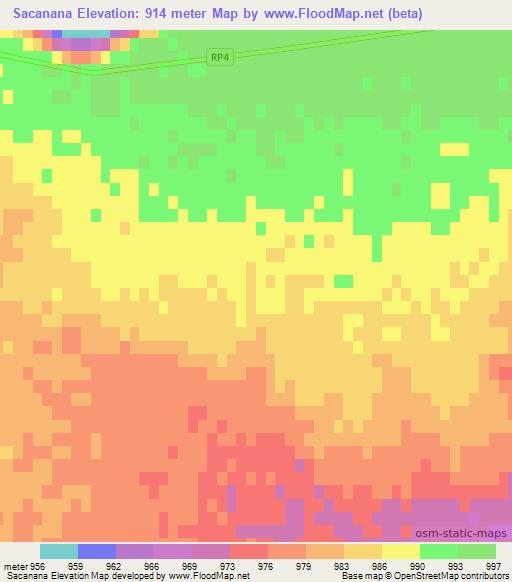 Sacanana,Argentina Elevation Map