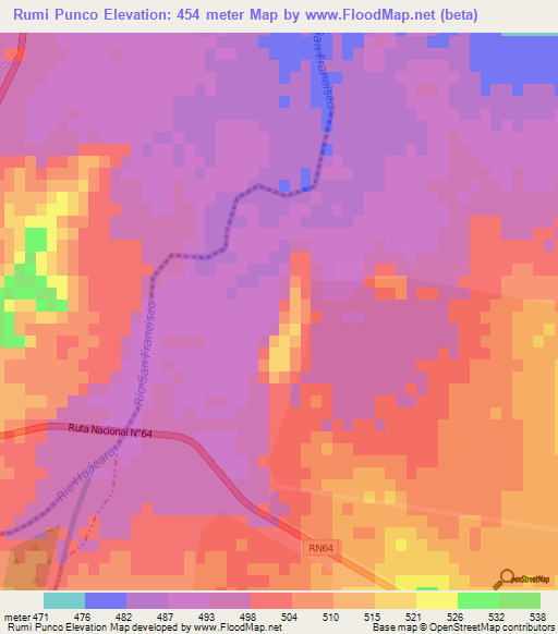 Rumi Punco,Argentina Elevation Map