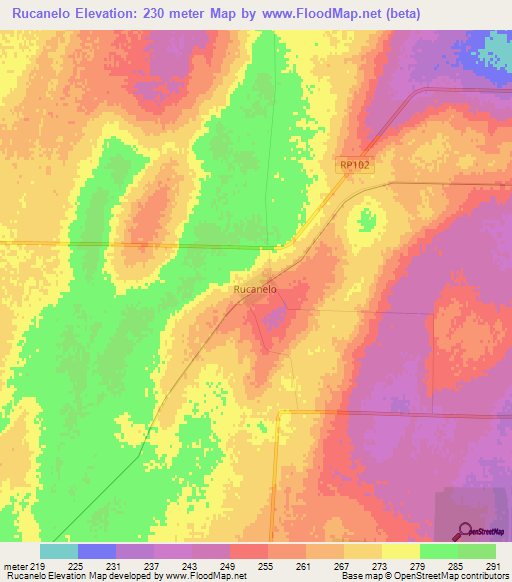 Rucanelo,Argentina Elevation Map