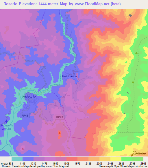 Rosario,Argentina Elevation Map