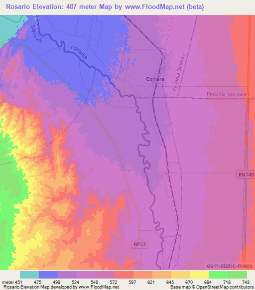 Rosario,Argentina Elevation Map