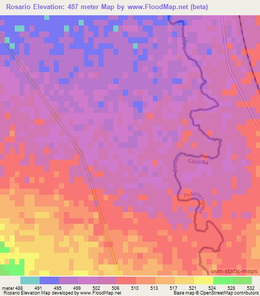 Rosario,Argentina Elevation Map