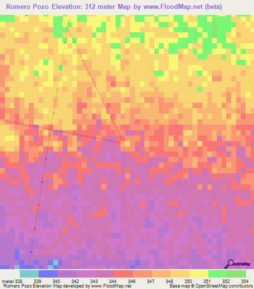 Romero Pozo,Argentina Elevation Map