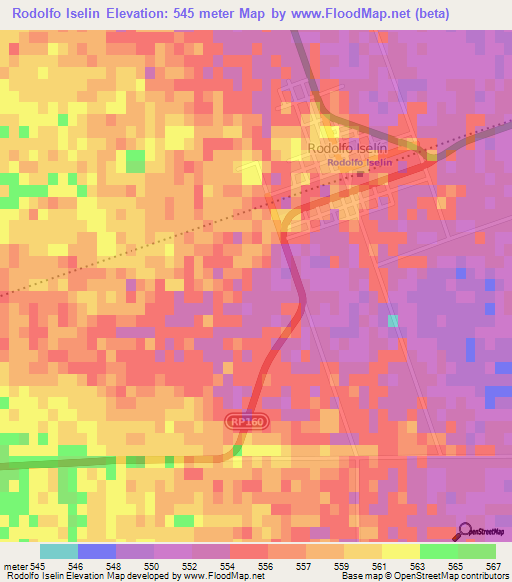 Rodolfo Iselin,Argentina Elevation Map