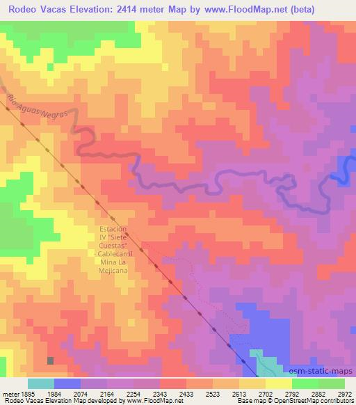 Rodeo Vacas,Argentina Elevation Map