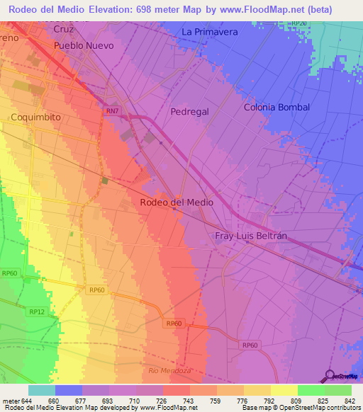 Rodeo del Medio,Argentina Elevation Map