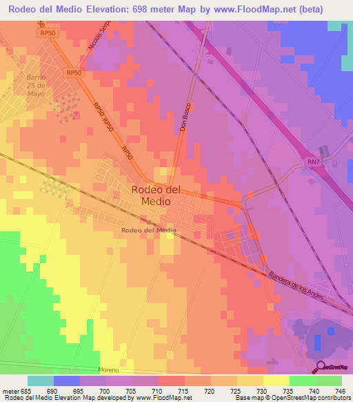 Rodeo del Medio,Argentina Elevation Map