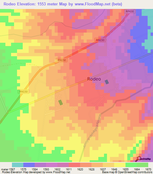 Rodeo,Argentina Elevation Map