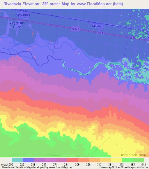 Rivadavia,Argentina Elevation Map
