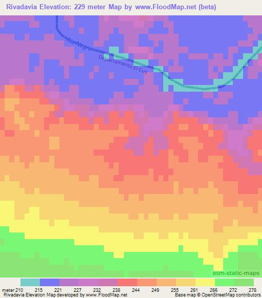 Rivadavia,Argentina Elevation Map