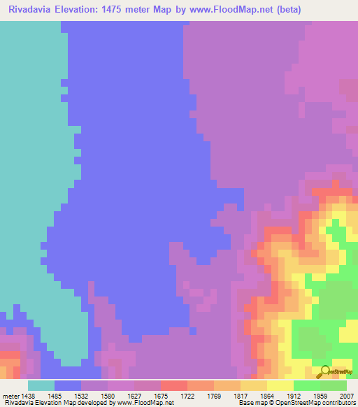 Rivadavia,Argentina Elevation Map