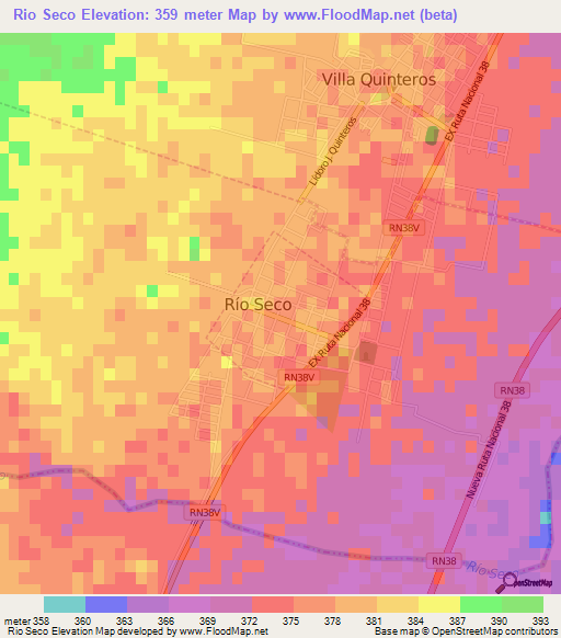 Rio Seco,Argentina Elevation Map