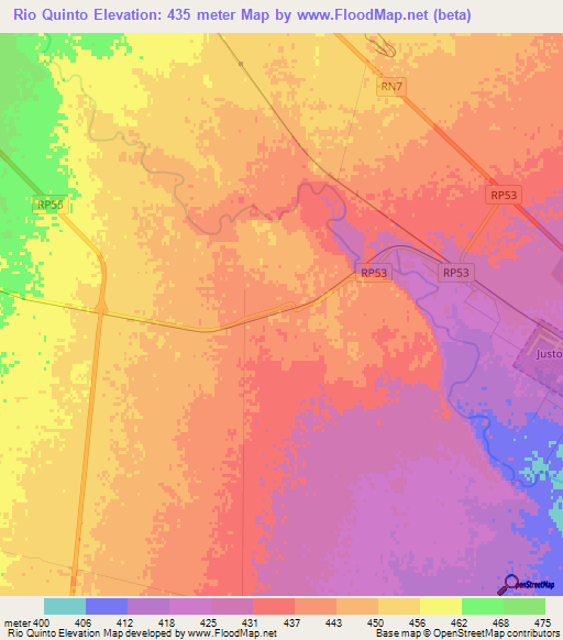 Rio Quinto,Argentina Elevation Map