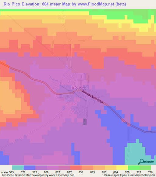 Rio Pico,Argentina Elevation Map