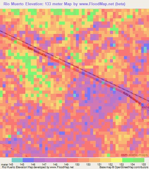 Rio Muerto,Argentina Elevation Map