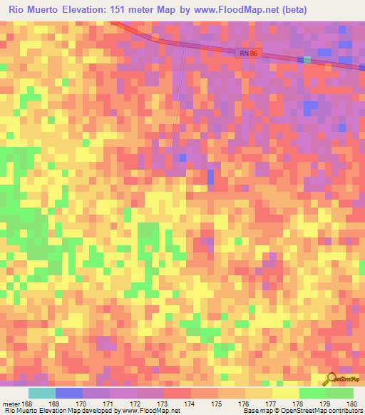 Rio Muerto,Argentina Elevation Map