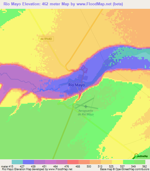 Rio Mayo,Argentina Elevation Map