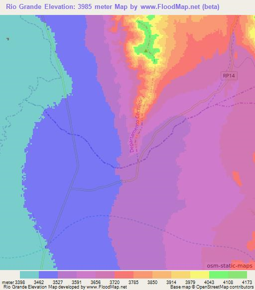 Rio Grande,Argentina Elevation Map