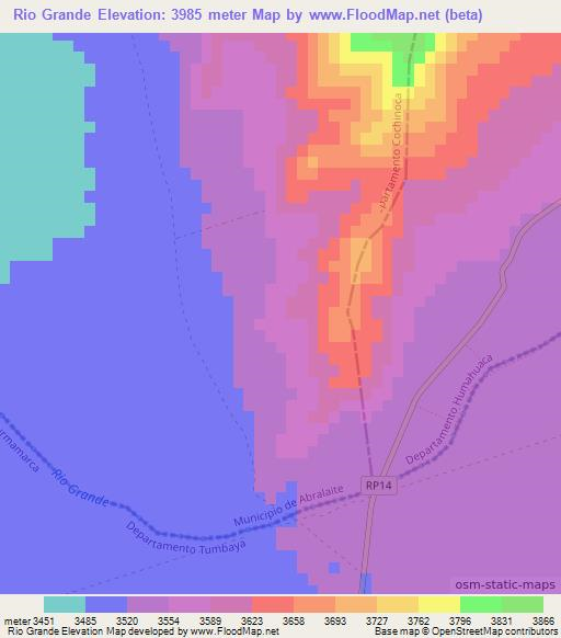 Rio Grande,Argentina Elevation Map