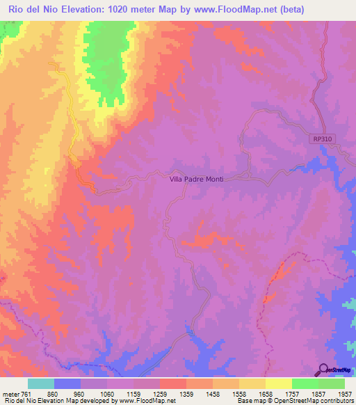 Rio del Nio,Argentina Elevation Map