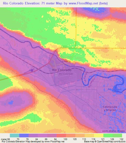 Rio Colorado,Argentina Elevation Map