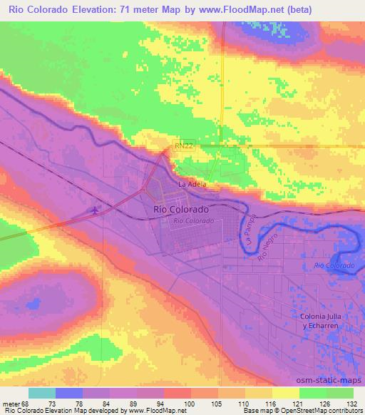 Rio Colorado,Argentina Elevation Map