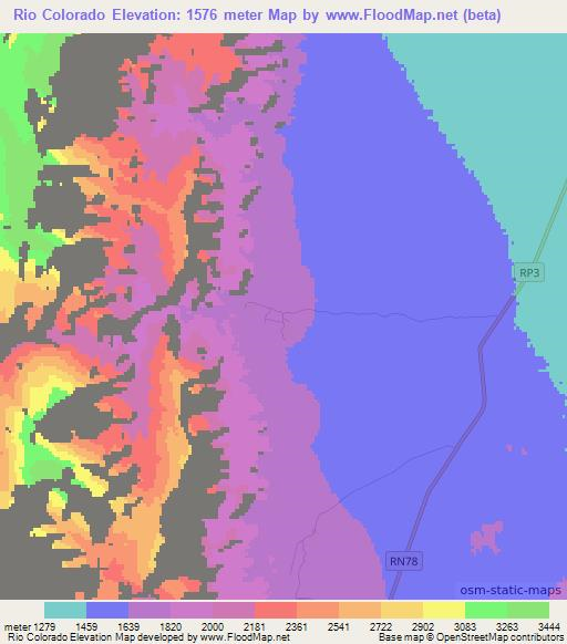 Rio Colorado,Argentina Elevation Map