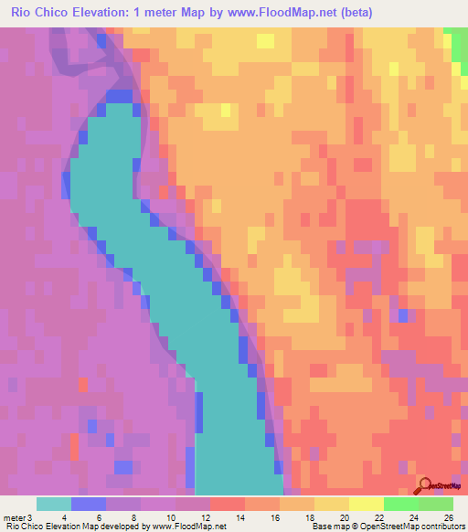 Rio Chico,Argentina Elevation Map