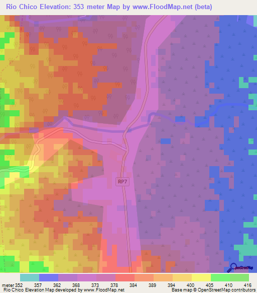 Rio Chico,Argentina Elevation Map