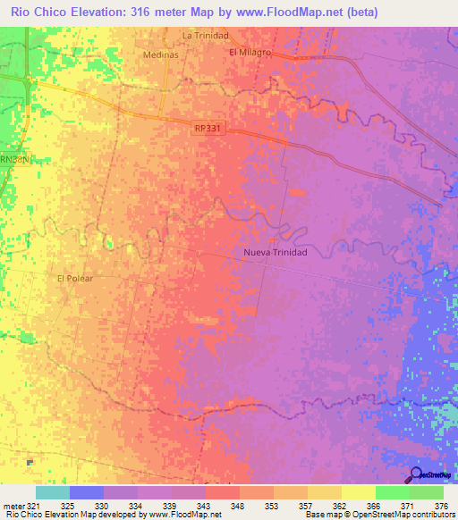 Rio Chico,Argentina Elevation Map
