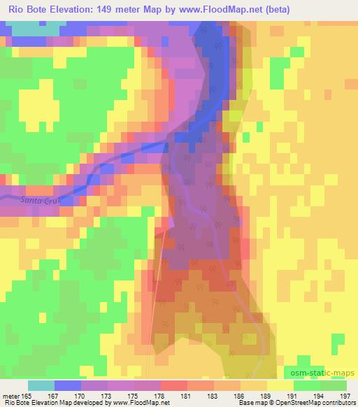 Rio Bote,Argentina Elevation Map
