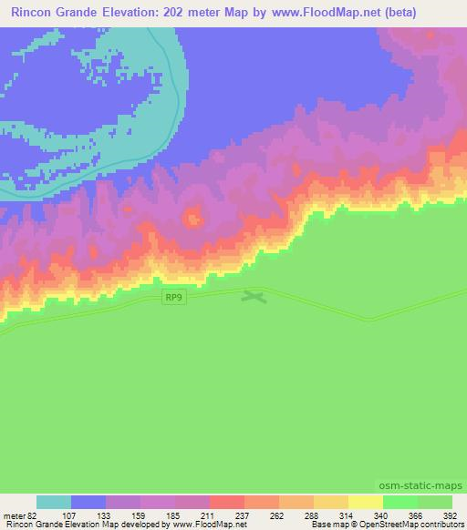 Rincon Grande,Argentina Elevation Map