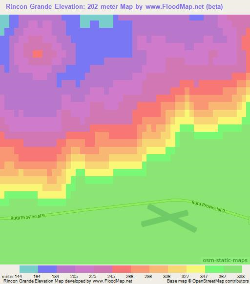 Rincon Grande,Argentina Elevation Map