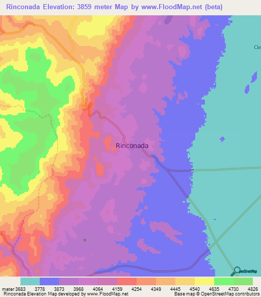 Rinconada,Argentina Elevation Map