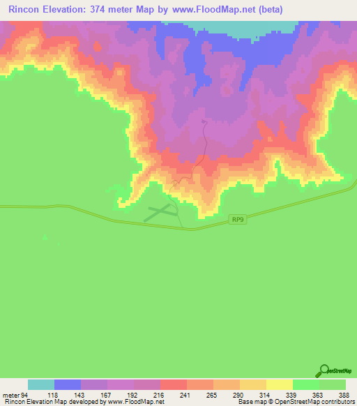 Rincon,Argentina Elevation Map