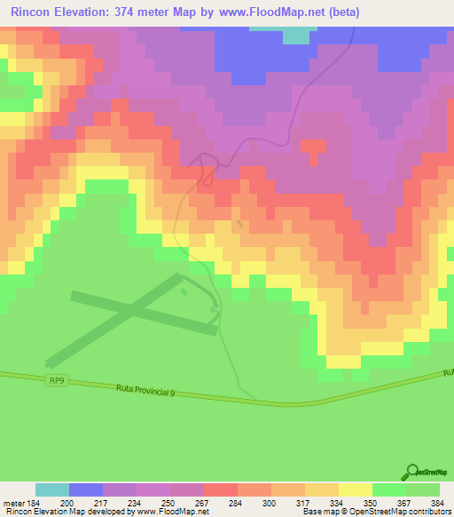 Rincon,Argentina Elevation Map