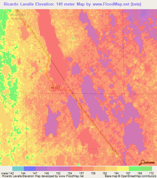Ricardo Lavalle,Argentina Elevation Map