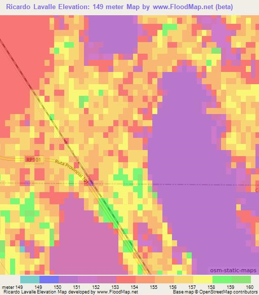 Ricardo Lavalle,Argentina Elevation Map
