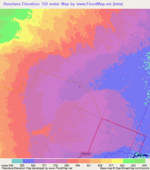 Resolana,Argentina Elevation Map