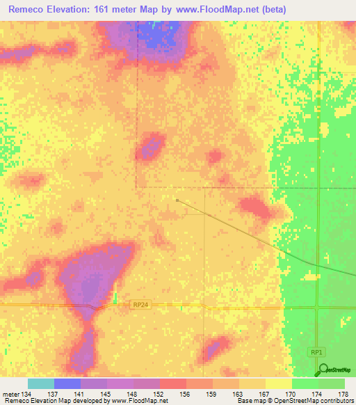 Remeco,Argentina Elevation Map