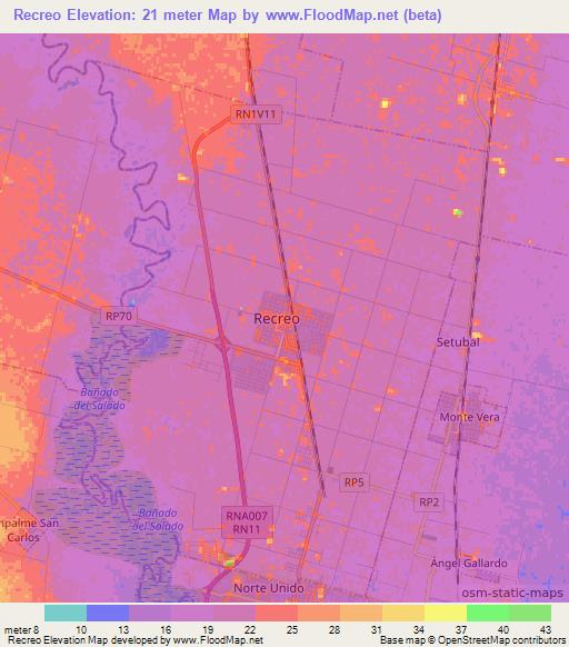 Recreo,Argentina Elevation Map