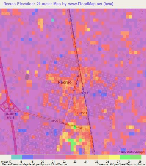 Recreo,Argentina Elevation Map