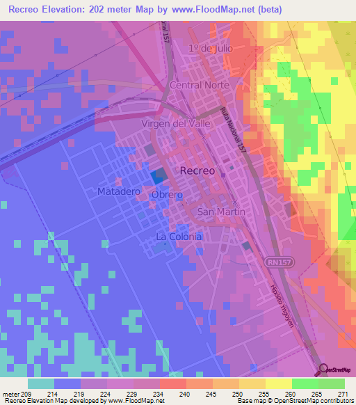 Recreo,Argentina Elevation Map