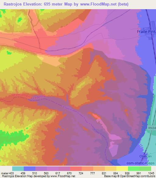 Rastrojos,Argentina Elevation Map