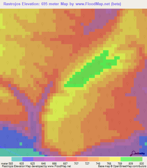 Rastrojos,Argentina Elevation Map