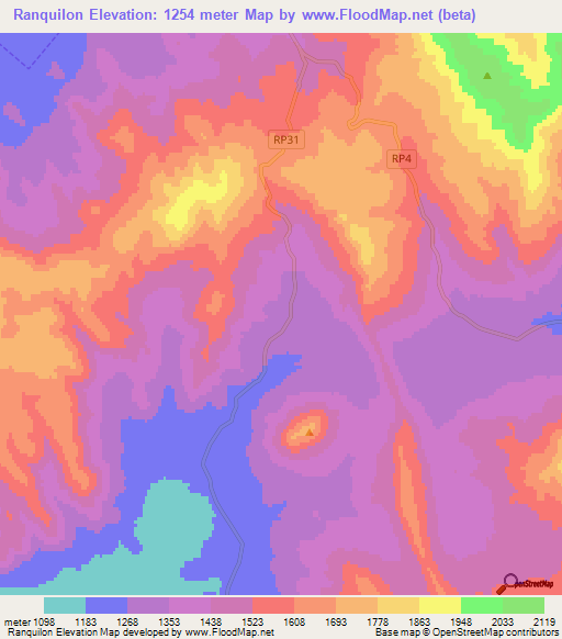 Ranquilon,Argentina Elevation Map