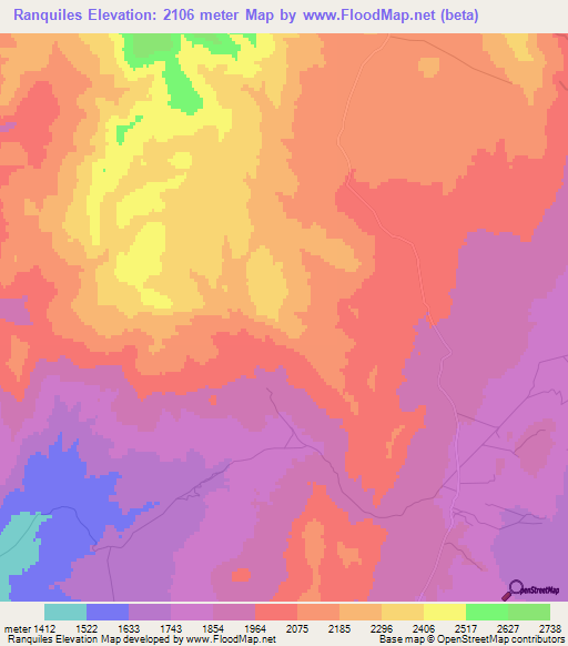 Ranquiles,Argentina Elevation Map