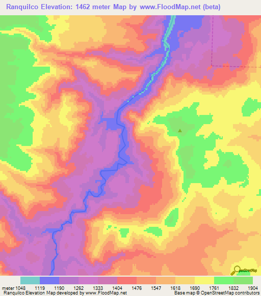 Ranquilco,Argentina Elevation Map