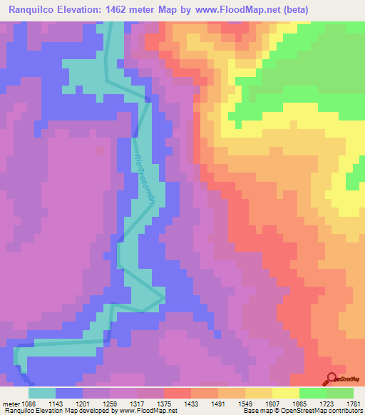 Ranquilco,Argentina Elevation Map