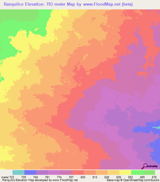 Ranquilco,Argentina Elevation Map